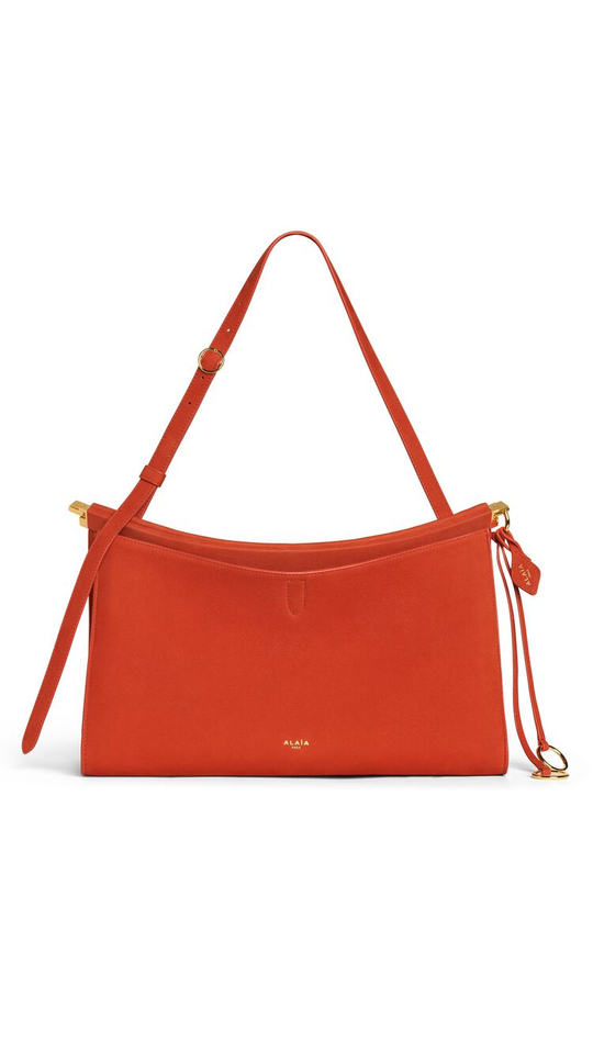 ALAÏA СУМКА LE CLICK POCKET 35 ИЗ НУБУКА, ТЕМНО-ОРАНЖЕВЫЙ