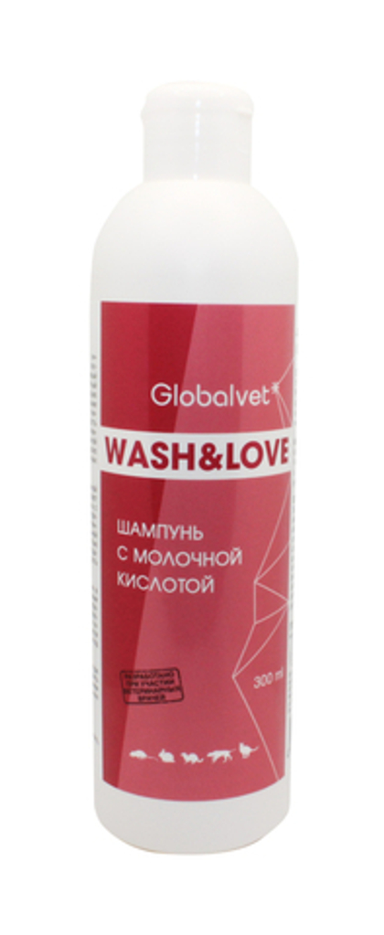 GLOBALVET WASH&LOVE Шампунь с молочной кислотой 3% для кошек и собак, 300 мл