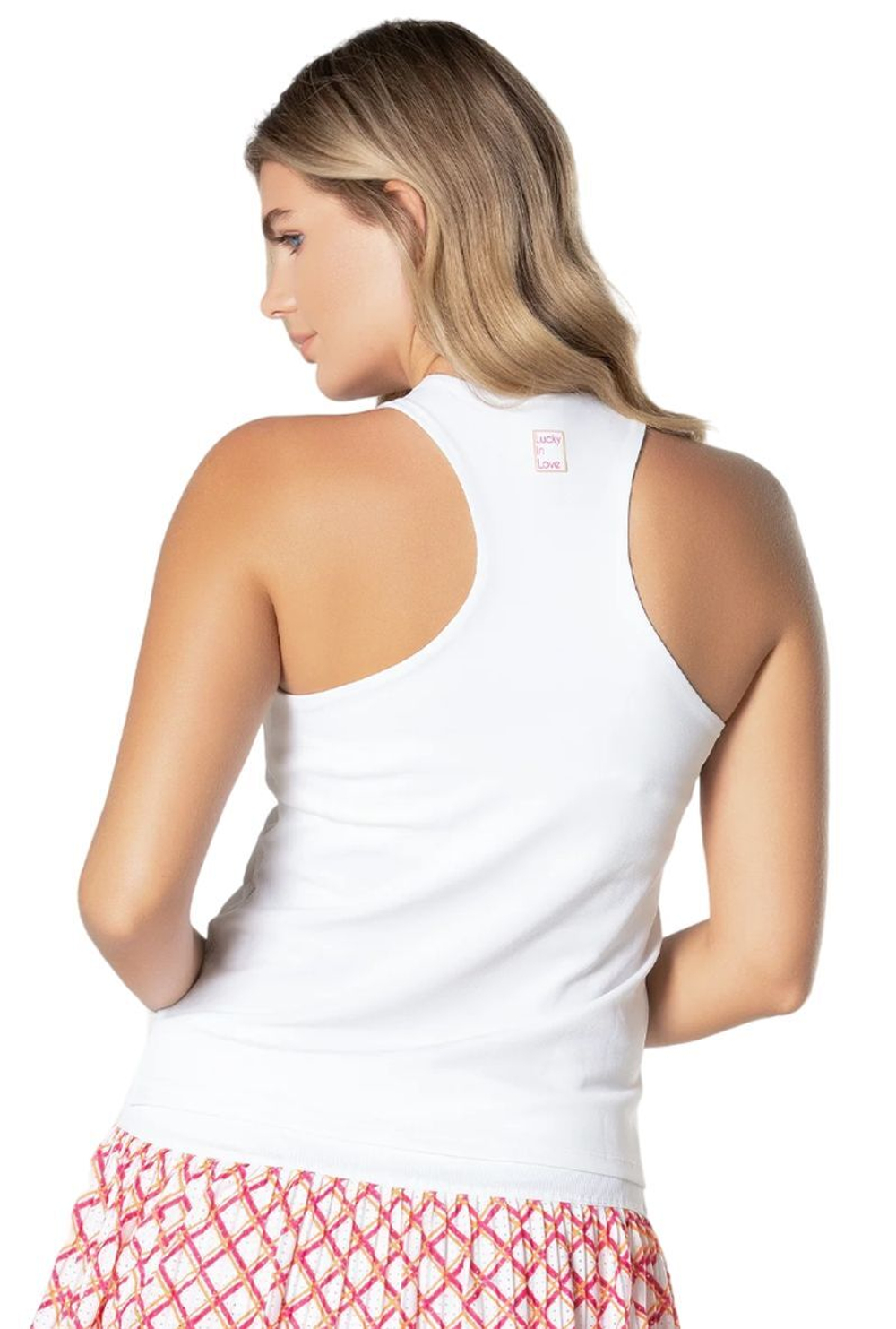 Женский топ теннисный Lucky in Love Shockin' Classics Stripes Tank W/Bra - белый