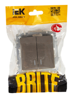 BRITE Выключатель 2-клавишный с индикацией 10А ВС10-2-1-БрС сталь IEK