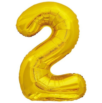 Шар фольга Цифра 2 Золото Gold ЭКО 86см с гелием
