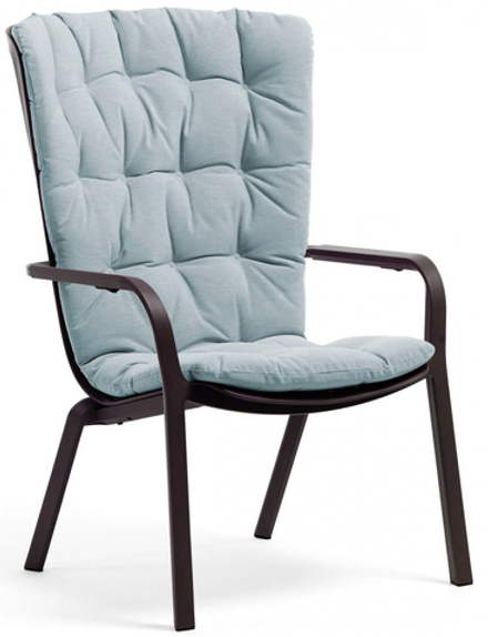 Лаунж-кресло пластиковое с подушкой Nardi Folio, антрацит, голубой