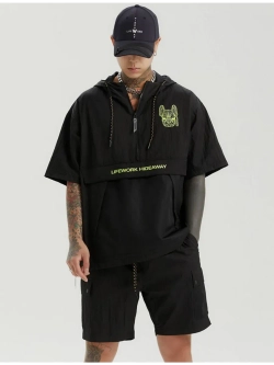 Куртка анорак нейлоновая с коротким рукавом и капюшоном