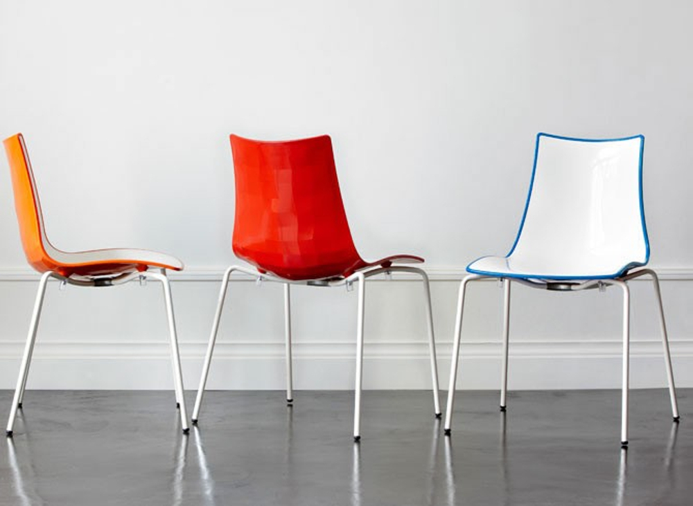 Стул пластиковый Scab Design Zebra Bicolore 4 legs, белый, оранжевый