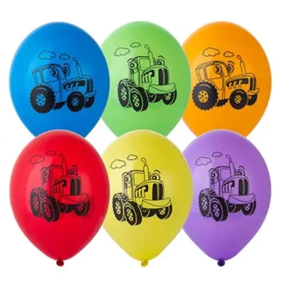 Воздушные шары Забавный Трактор 36см с гелием и обработкой