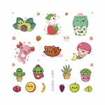 Блокнот 130х130 мм, скрепка, Контэнт-Канц, ламин. картон, выб-лак, 32 л.+2л. наклеек, диз. внутр .блок в клетку, "Kawaii Vibe", голубой