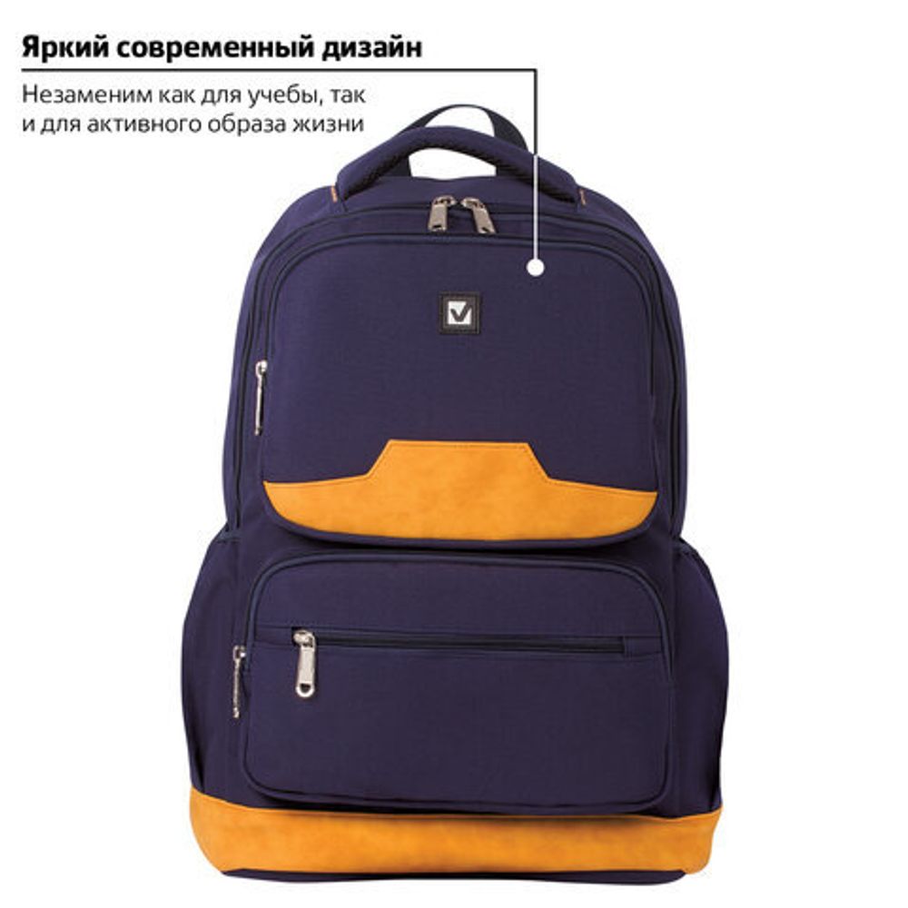 Рюкзак BRAUBERG для старшеклассников/студентов/молодежи, "Бронкс", 27 литров, 46х31х14 см, 226349