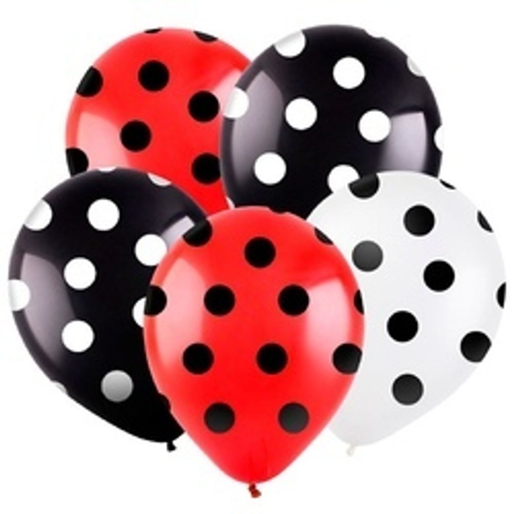 Шар (12"/30 см) Горох микс, Ассорти Пастель, 5 ст. 25 шт.