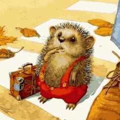 Картина по номерам (30Х30) ЁЖИК ПУТЕШЕСТВЕННИК  (26 цветов)