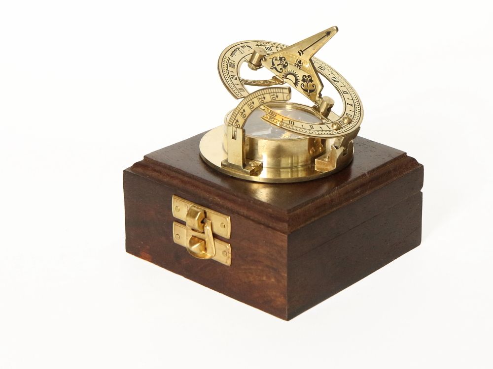 Nautical Морской компас в деревянном футляре