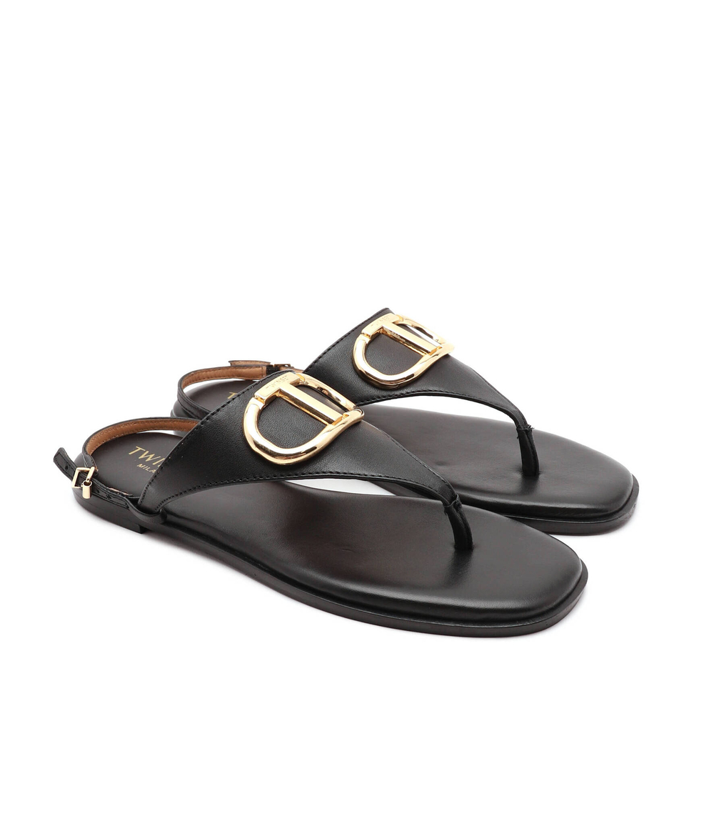 Кожаные босоножки TWINSET - черный(231TCP12A)