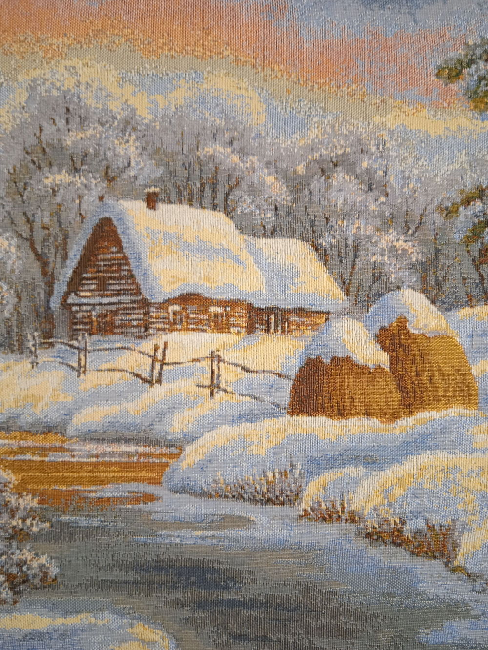 Декоративная гобеленовая наволочка для диванной подушки Зимнее утро 47*47