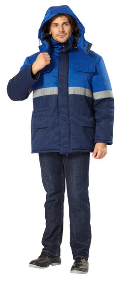 Куртка "ОРИОН" мужская, удлиненная, утепленная, цвет: синий с васильковым - распродажа