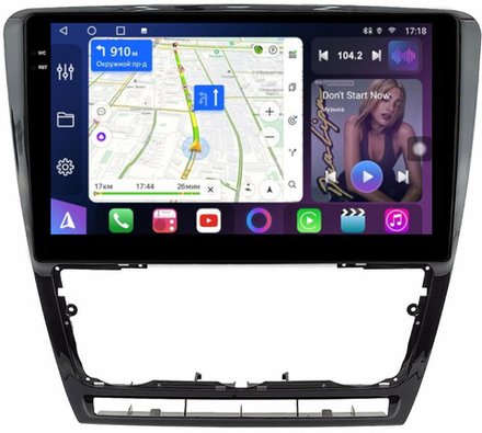 Магнитола для Skoda Octavia A5 2004-2013 (рамка черная глянцевая) - FarCar 005M монитор 10.36" QLED на Android 14, TS18, CarPlay, 4G SIM-слот