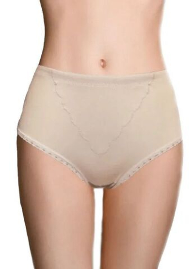 Трусы-слип с высокой линией талии из хлопковой ткани (Размер: XL) (Цвет: молочный)