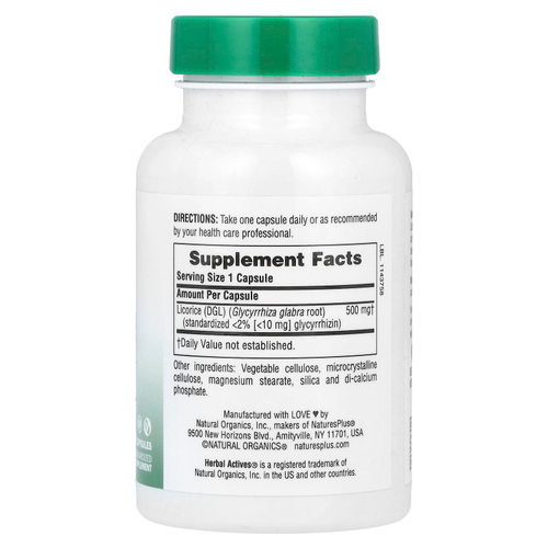 NaturesPlus, Herbal Actives, солодка, 500 мг, 60 капсул