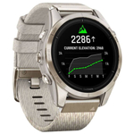 Умные часы Garmin Epix Pro (Gen 2) Sapphire Edition 42 мм из мягкого золота с кремовым ремешком из меланжевого нейлона