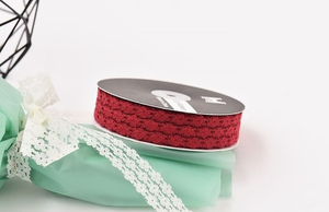 Лента кружевная дизайн "3 Цветка" Бордовая