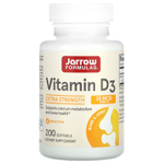 Jarrow Formulas, витамин D3, холекальциферол, 25 мкг (1000 МЕ), 200 мягких таблеток