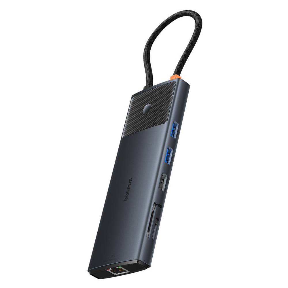 USB-C Хаб Baseus Metal Gleam II 11-in-1 (2xHDMI4K@60Hz + DP4K@60Hz + 2xUSB-A3.0(5Gbps) + 2xUSB-A2.0 + RJ45 + SD + TF + USB-C-PD)