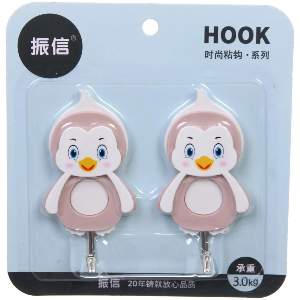 Крючки в наборе 2 шт на липкой основе «ИДЕЯДОМА», пингвинята, микс два дизайна, нагрузка 3кг/4*8см