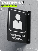 Табличка Генеральный директор флажковая на стену, двусторонняя с крепежом, 19 х 25 см, для офиса, кафе, ресторана, серия COSMO, Айдентика Технолоджи