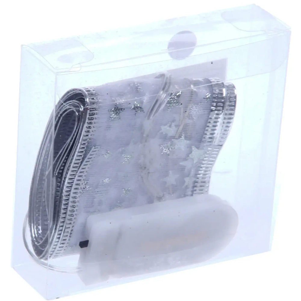 Гирлянда для дома ЛЕНТА ДЕКОРАТИВНАЯ «Звездочки» 2,0 м, 5 см (на батарейках), Белый (подсветка белая)