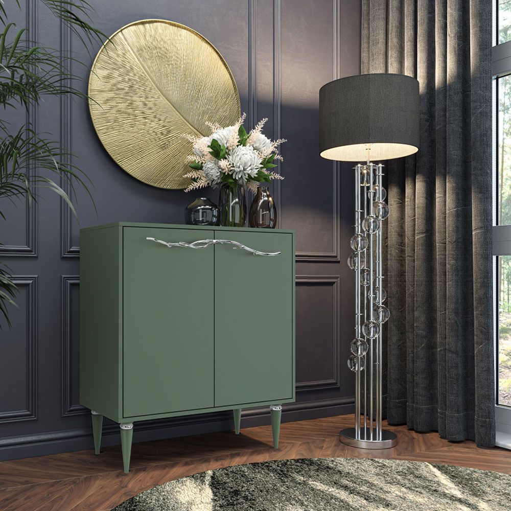 Комод Арт Колор matte Классик Сильвер с 2 полками Зеленый нефрит матовый