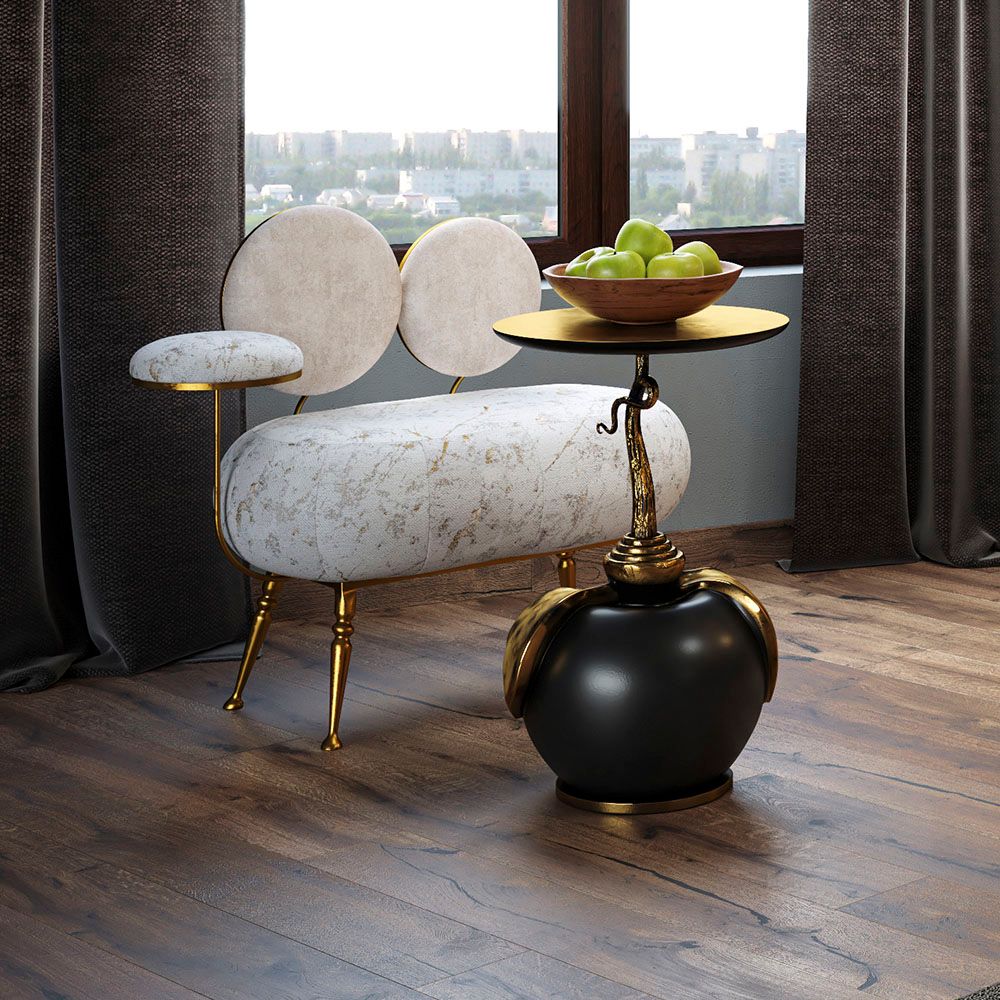 Столик декоративный с золотой столешницей Яблоко Евы Амбер
