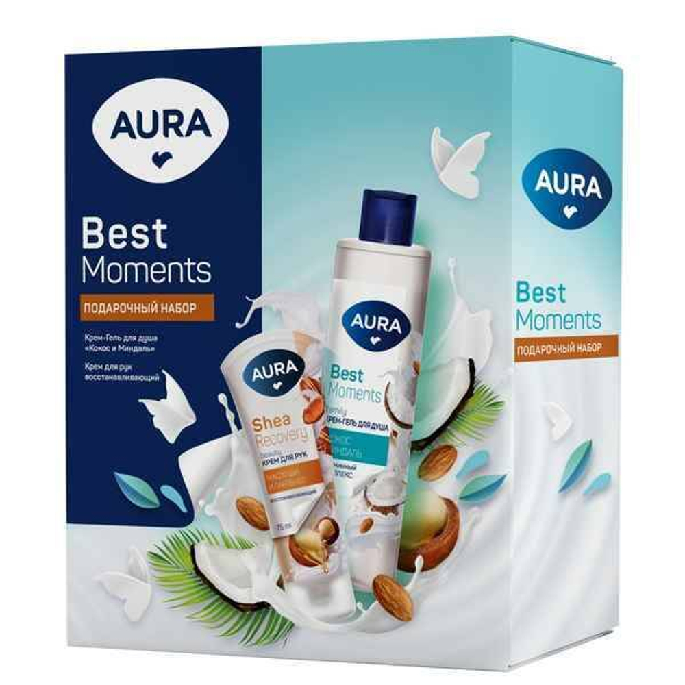 Набор подарочный Aura Best Moments Крем-гель д/душа 250мл+Крем д/рук Восстанавливающий 75мл