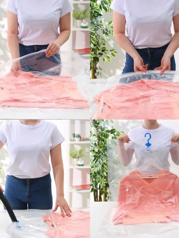 Вакуумный пакет для хранения вещей с крючком, 60×90 см, прозрачный