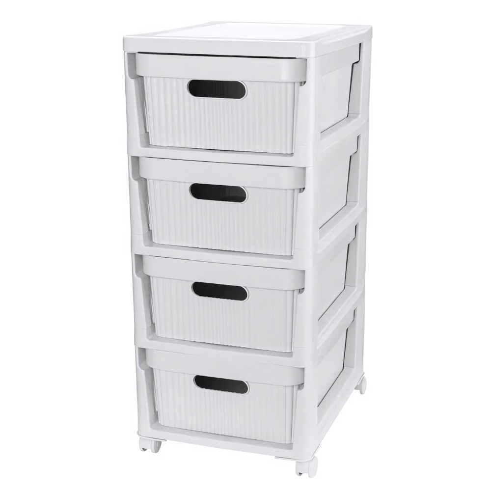 Комод на колесах velvet, 4 ящика, 300х385х690 мм (светло-серый флэк)