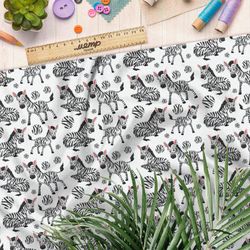 Ткань габардин веселые зебры