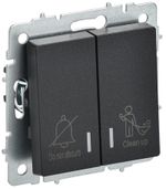 BRITE Выключатель 2-клавишный с индикацией для отелей 10А ВС10-2-9-БрЧ черный IEK