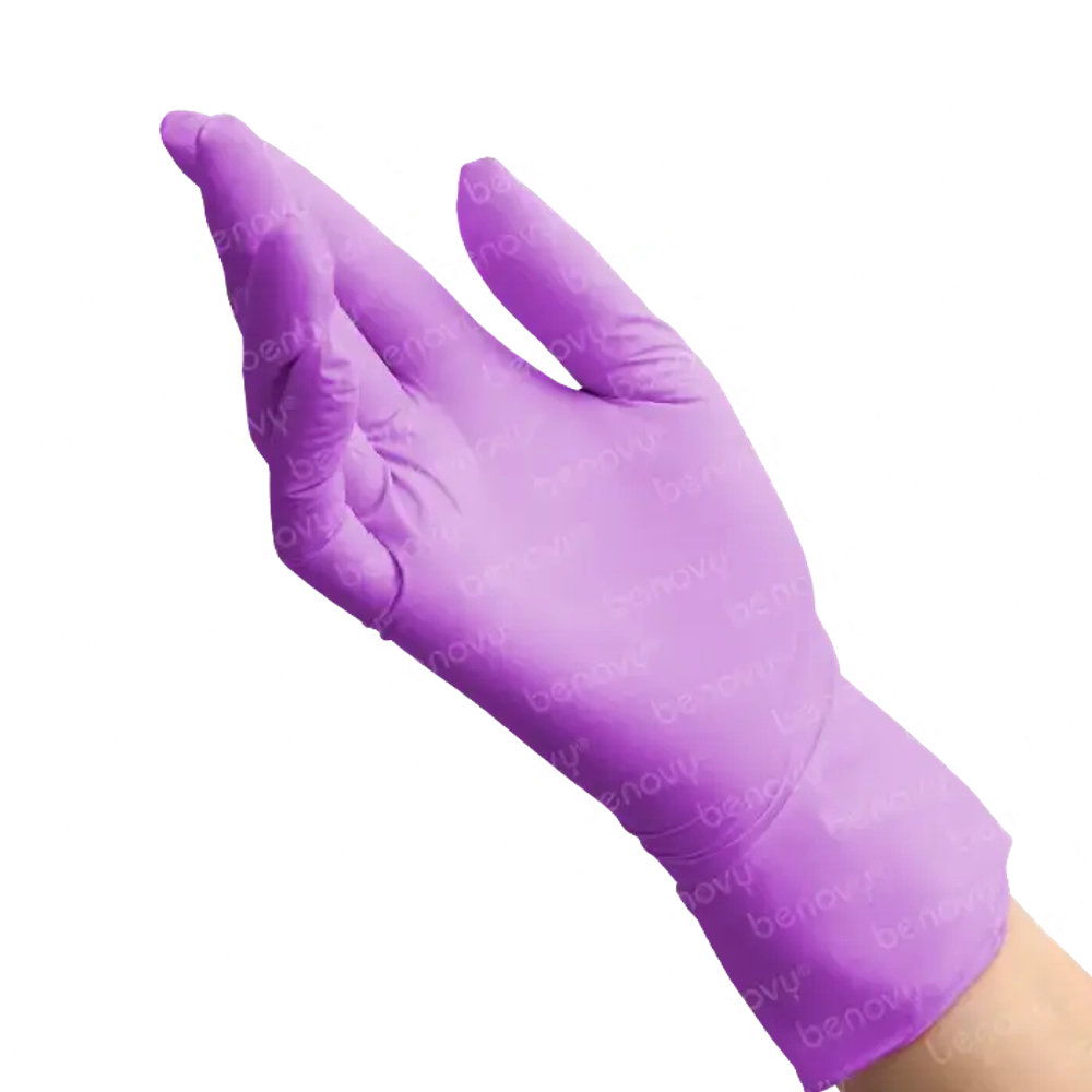 M203K1 Перчатки BENOVY медицинские диагностические (смотровые) одноразовые нестерильные, сиреневые, XS, 50 пар/уп