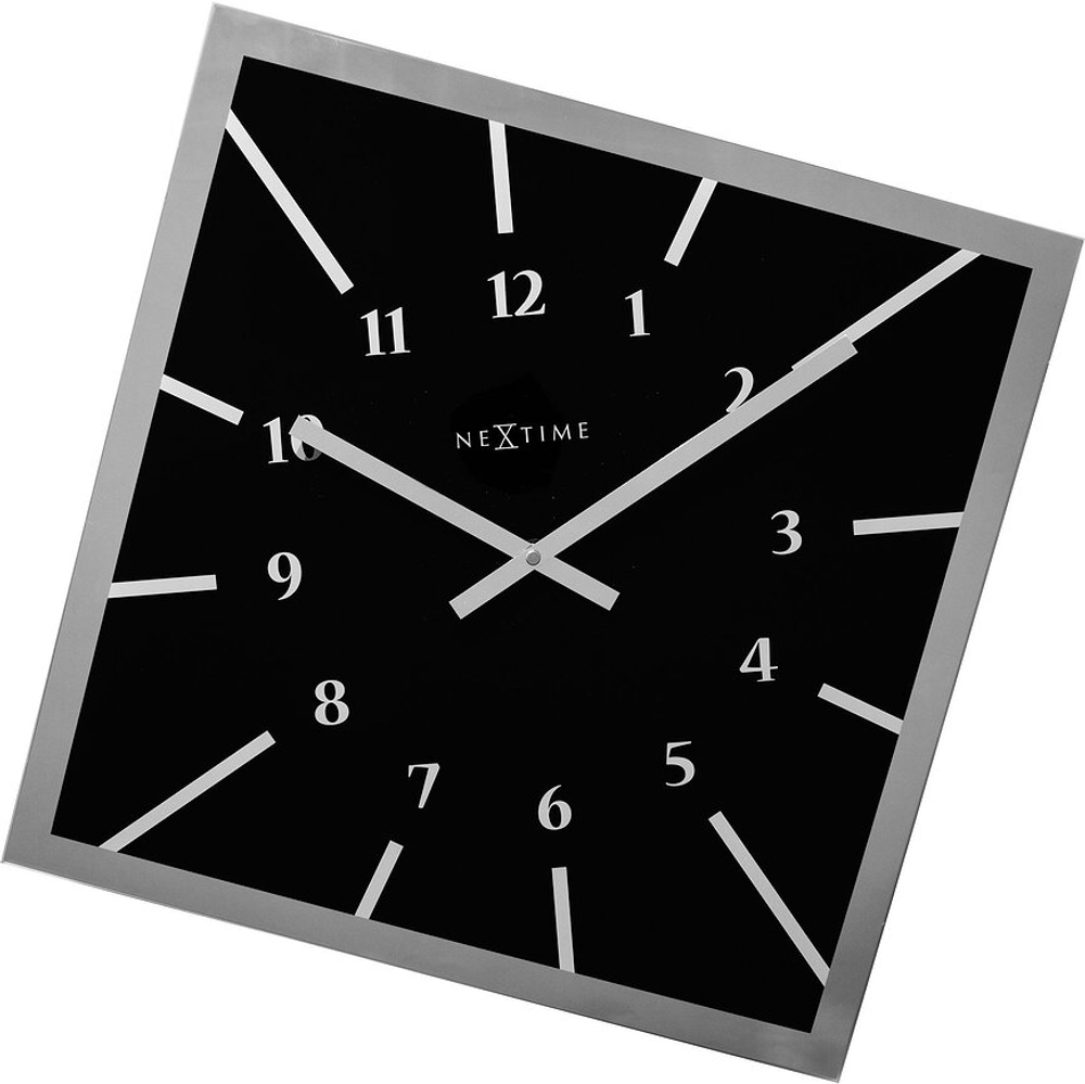 Настенные часы NeXtime Off Balance, стекло, 30 см, чёрные