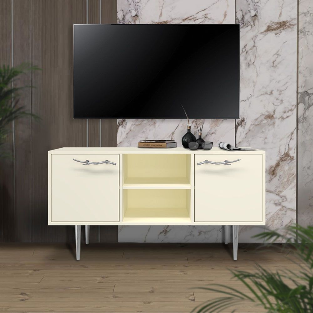 Тумба под ТВ Арт Колор matte 117см Стайл Сильвер Кремовый белый матовый