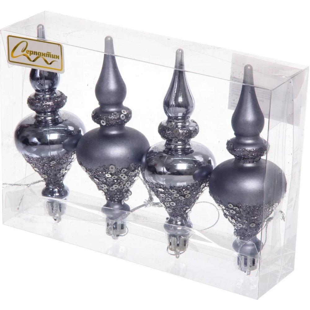 Елочные украшения «Glamour» 10 см (набор 4 шт), Серебро