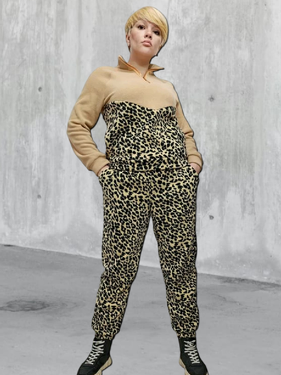 22111 Костюм женский флисовый леопард/бежевый (50)