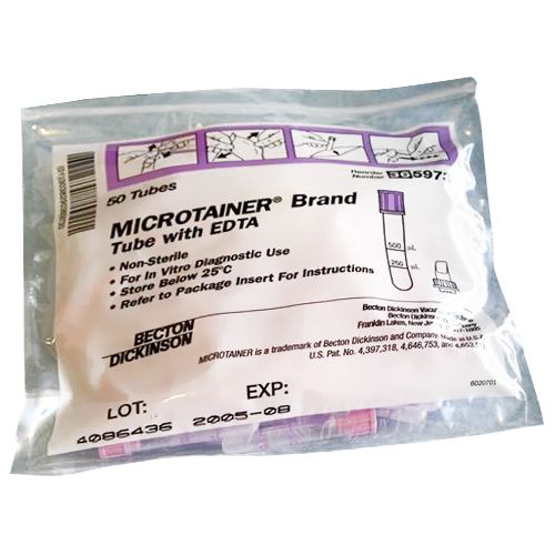Пробирки BD Microtainer К2 ЭДТА сиреневая крышка 250-500 мкл 10х45 мм 50 шт