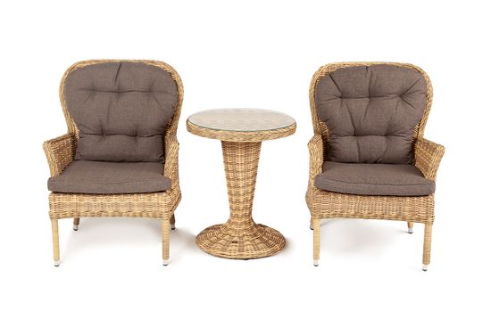 "Алиса" кофейный комплект из искусственного ротанга, цвет соломенный