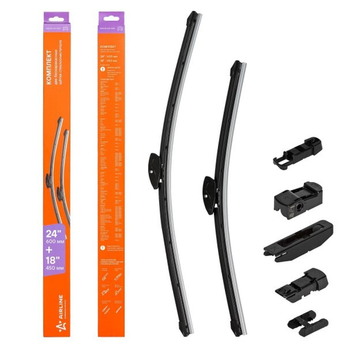 Щетка стеклоочистителя бескаркасная Emgrand 10-,Rio 17-,Sportage 06/09,Qashqai 06/14,X-1 24  60 см+ 18  45 см (AIRLINE)