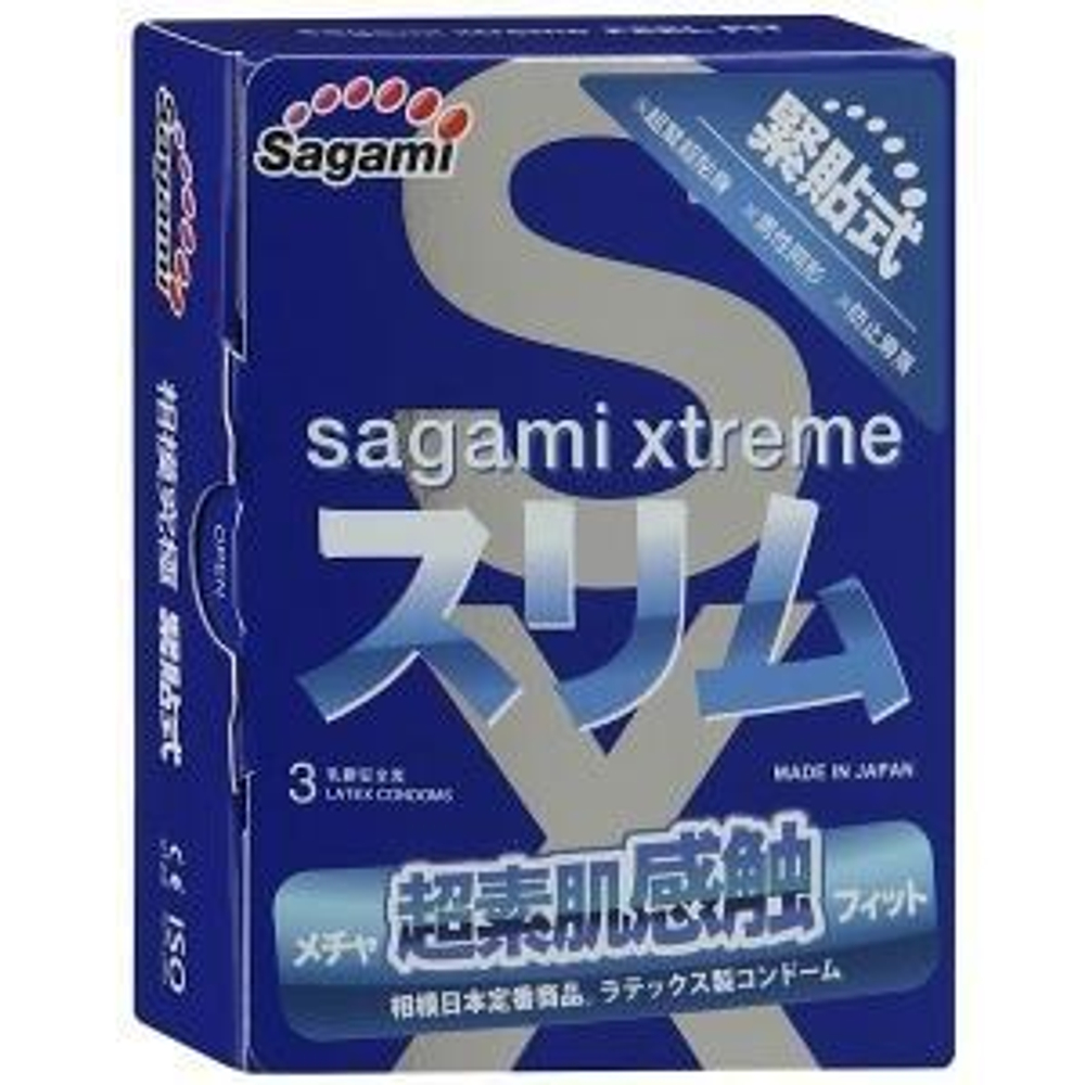 SAGAMI  Xtreme Feel Fit 3шт. Презервативы супер облегающие. латекс 0,06 мм