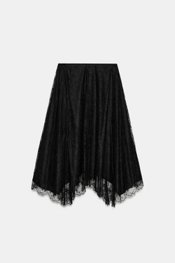 ZARA ЮБКА МИДИ ИЗ КРУЖЕВА — ZW COLLECTION, ЧЕРНЫЙ