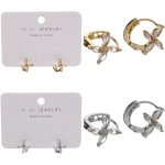 Серьги из гиппоалергенного металла со стразами «ПАЛУМНА», звезда, цвет золото и серебро, 1,3-dсм