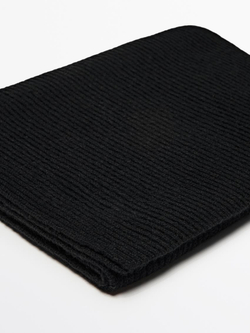 Massimo Dutti Шарф из 100% кашемира в рубчик, черный