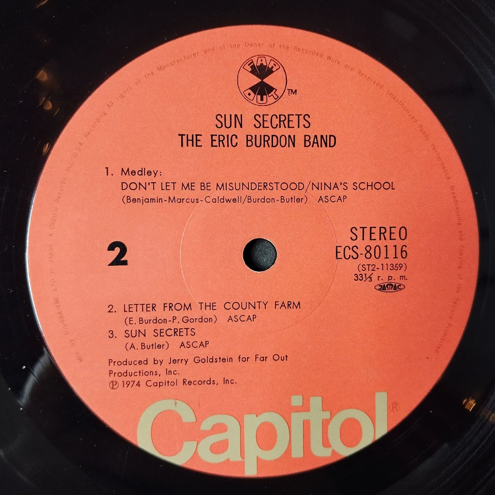 Винтажная виниловая пластинка LP Eric Burdon Band Sun Secrets (Japan 1974) (Obi)