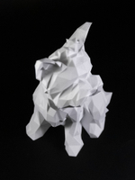 Статуэтка собаки породы Йорк (York dog) полигональная 21 см., 3D печать, белы