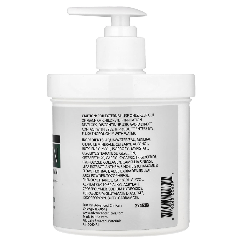 Advanced Clinicals, коллаген, улучшенная формула увлажняющего крема, 454 г (1 фунт)