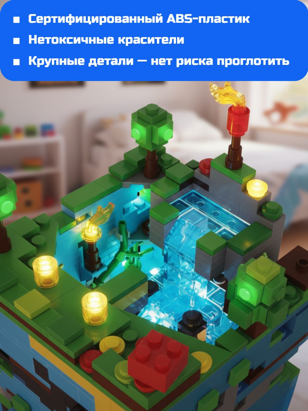 Конструктор Майнкрафт Голубая крепость 898 деталей